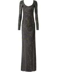 Etro - Chenille Jacquard Long Dress With Paisley Foliage Motif - Lyst