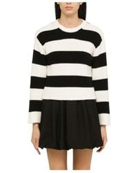 Valentino - Striped Crewneck Knitted Jumper - Lyst