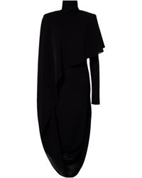 Mugler - Asymmetric Caped Crepe Midi Dress - Lyst