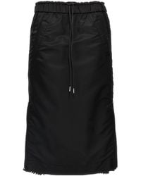 Sacai - Pleated Drawstring Midi Skirt - Lyst
