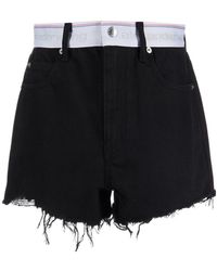 T By Alexander Wang - Logo-Waistband Denim Shorts - Lyst