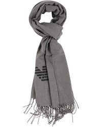 Emporio Armani - Logo-Printed Fringed Scarf - Lyst