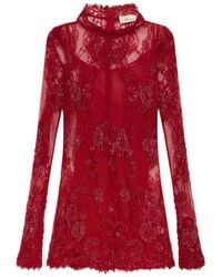 Blumarine - Long-Sleeve Embroidered Mini Dress - Lyst