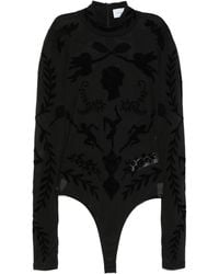 CASABLANCA - Devoré-Effect High Neck Bodysuit - Lyst