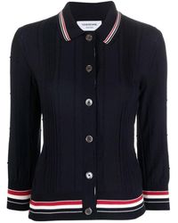 Thom Browne - Rwb Stripe Trim Polo Top - Lyst