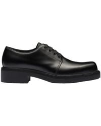 Prada - Brushed Leather Derby Shoes - Lyst