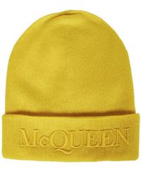 McQueen - Logo Embroidered Turn-Up Brim Beanie - Lyst