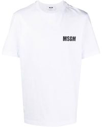 MSGM - Logo Printed Crewneck T-Shirt - Lyst