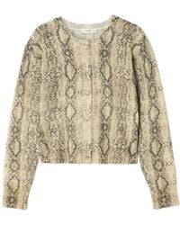 FRAME - Snake Print Cashmere Cardigan - Lyst