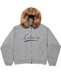 Balenciaga - Luxury Script Oversized Zip-Up Hoodie - Lyst