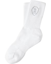 Brunello Cucinelli - Logo Emblem Ribbed Ankle Socks - Lyst