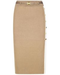 Elisabetta Franchi - Knit Midi Skirt With Side-Bands - Lyst