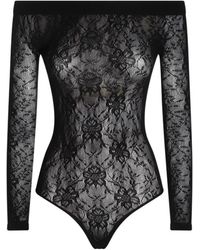 Saint Laurent - Lace Detailed Off-Shoulder Top - Lyst