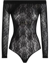 Saint Laurent - Lace Detailed Off-Shoulder Top - Lyst