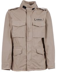 Aspesi - Military Inspired Concealed Casual Jacket - Lyst