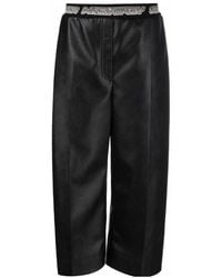 Stella McCartney - Logo-Waistband Faux-Leather Culottes - Lyst