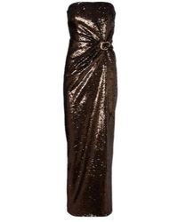 Roland Mouret - Gathered Sequined Strapless Gown - Lyst