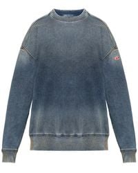 DIESEL - D-Krib-Ne Logo-Patch Denim Sweatshirt - Lyst