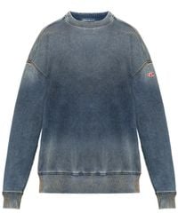 DIESEL - D-Krib-Ne Logo-Patch Denim Sweatshirt - Lyst