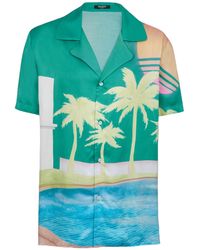 Balmain - Short-Sleeved Twill Pyjama Shirt With Palm Tree Print - Lyst