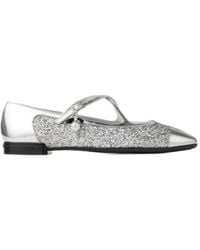 Jimmy Choo - Eleri Glitter Leather Ballet Flats - Lyst