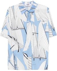 MSGM - Graphic Printed Short Sleeved Shirt - Lyst