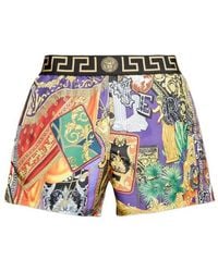 Versace - Greca Print-Waistband Swim Shorts - Lyst