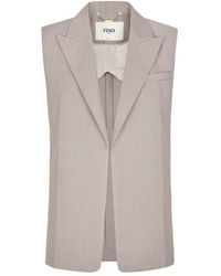 Fendi - V-Neck Sleeveless Jacket - Lyst