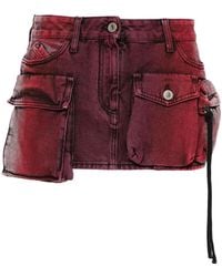 The Attico - The Low-Rise Cargo Denim Mini Skirt - Lyst