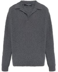 Balmain - Collared Knit Long-Sleeve Sweater - Lyst