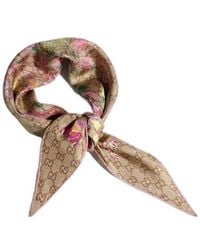 Gucci - Printed Gg Silk Twill Diamond Scarf - Lyst