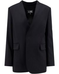 MM6 by Maison Margiela - Shoulder Pads Collarless Blazer - Lyst