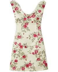 Emilia Wickstead - Zephyr Floral-Print Duchesse-Satin Mini Dress - Lyst