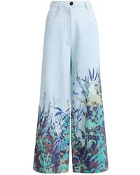 forte_forte - Printed Denim Wide-Leg Pants - Lyst