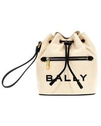 Bally - Logo Printed Bar Mini Bucket Bag - Lyst