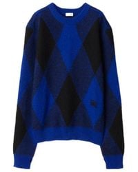 Burberry - Logo-Intarsia Argyle Wool Jumper - Lyst