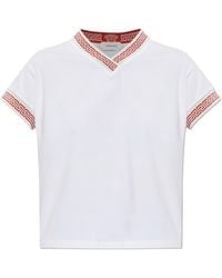 Versace - Greca Trim V-Neck Top - Lyst