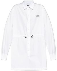 DSquared² - Logo Printed Drawstring Waist Mini Shirt Dress - Lyst