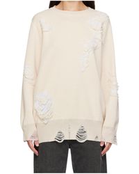 MM6 by Maison Margiela - Distressed Crewneck Sweatshirt - Lyst