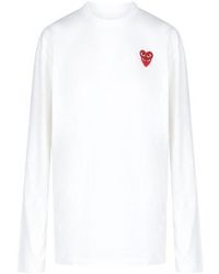 COMME DES GARÇONS PLAY - Comme Des Garçons Play Overlapping Hearts Logo Embroidered Long-Sleeved T-Shirt - Lyst