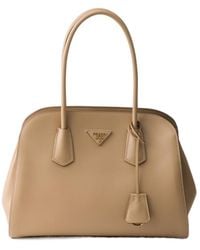 Prada - Medium Leather Tote Bag - Lyst