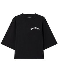 Palm Angels - Mini Curved Logo Boxy T-Shirt - Lyst