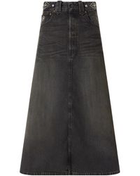 RRL - Studded Denim A-Line Skirt - Lyst