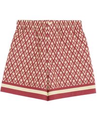 Valentino - Cotton Popeline Bermuda Shorts With Toute La V Print - Lyst