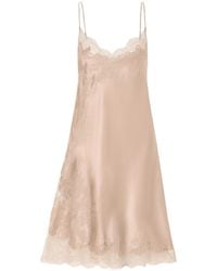 Carine Gilson - Lace-Trimmed Silk-Satin Midi Dress - Lyst