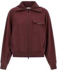 Brunello Cucinelli - Zip-Up Long Sleeved Sweatshirt - Lyst