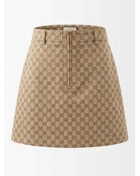 Gucci - Gg Cotton Canvas Jacquard Fabric Skirt - Lyst