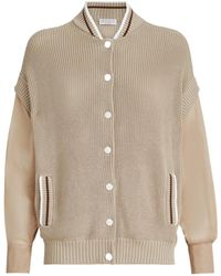 Brunello Cucinelli - Striped Trim Knitted Cardigan - Lyst