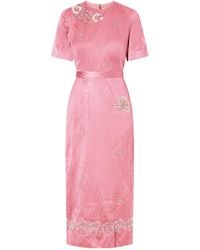 Erdem - Embellished Crinkled-Satin Midi Dress - Lyst