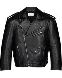 Saint Laurent - Zip Detailed Biker Jacket - Lyst